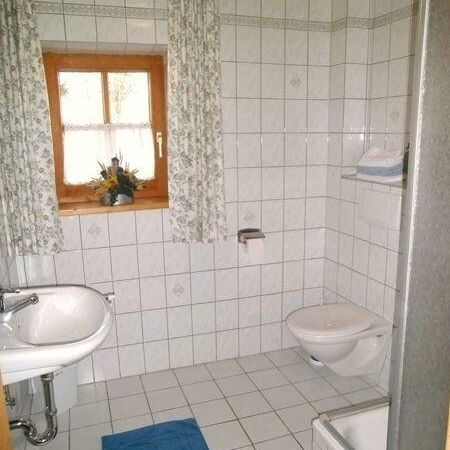 Badezimmer mit Toilette und Dusche